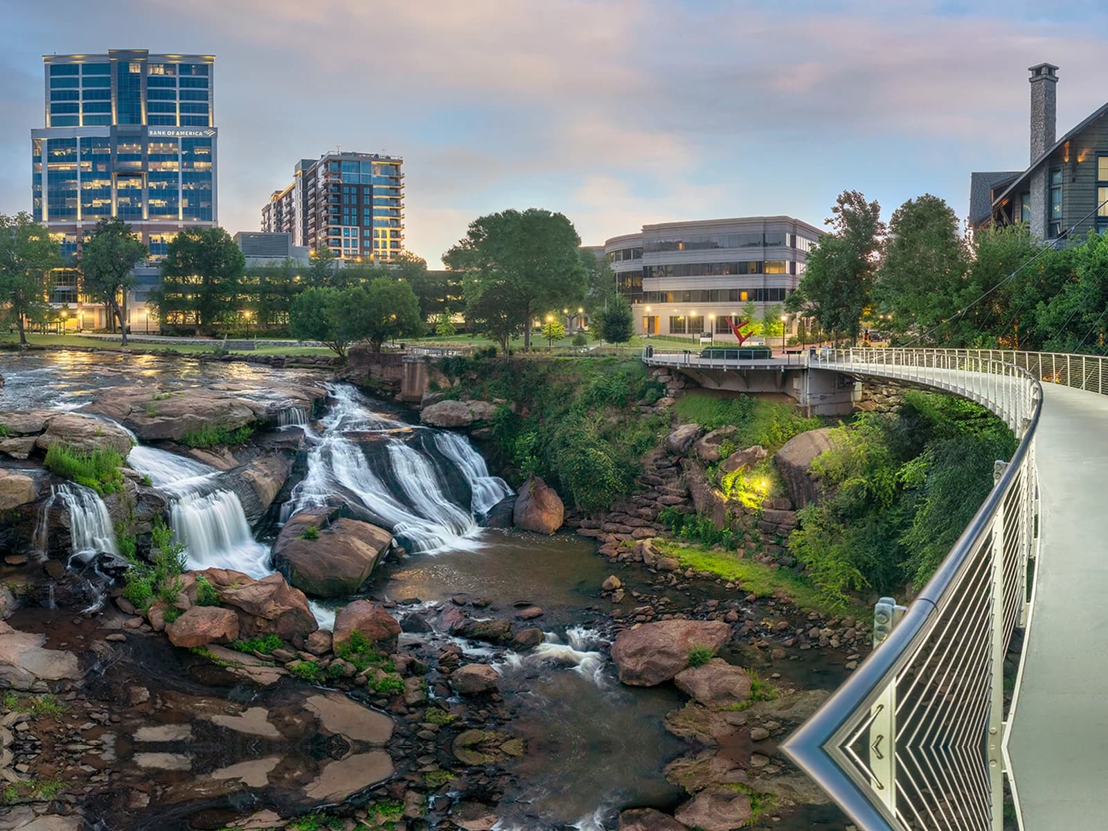 Falls Park and downtown Greenville